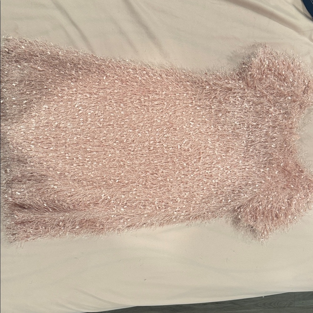 Pink Fuzzy Knit Dress